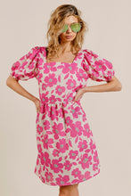 Load image into Gallery viewer, Printed Square Neck Puff Sleeve Mini Dress
