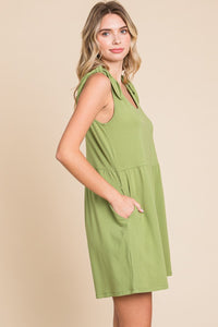 Shoulder Knot Baggy Romper in Happy Olive