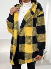 Load image into Gallery viewer, Plaid Long Sleeve Hooded Coat (multiple color options)
