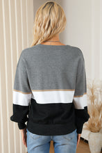 Load image into Gallery viewer, Color Block V Neck Long Sleeve Sweater
