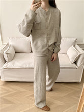 Load image into Gallery viewer, Pocketed Round Neck Button Up Cardigan and Pants Sweater Set (multiple color options)
