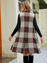 Load image into Gallery viewer, Plaid Lapel Collar Sleeveless Cardigan (multiple color options)
