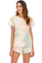 Load image into Gallery viewer, Tie-Dye Round Neck Short Sleeve Top and Shorts Lounge Set  (multiple color options)
