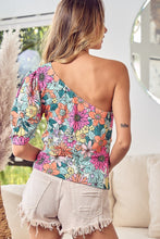 Load image into Gallery viewer, Floral Puff Sleeve One Shoulder Top
