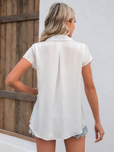 Load image into Gallery viewer, Button Up Collared Neck Short Sleeve Top (multiple color options)
