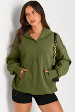 Load image into Gallery viewer, Pocketed Half Zip Long Sleeve Hoodie (multiple color options)
