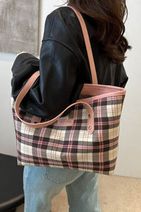 Plaid PU Leather Tote Bag (multiple color options)