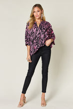 Load image into Gallery viewer, Printed Notched Three-Quarter Sleeve Blouse
