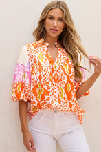 Load image into Gallery viewer, Printed Notched Half Sleeve Blouse
