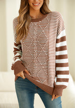 Load image into Gallery viewer, Striped Round Neck Dropped Shoulder Sweater (multiple color options)
