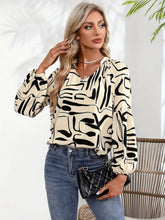 Load image into Gallery viewer, Printed Notched Long Sleeve Blouse
