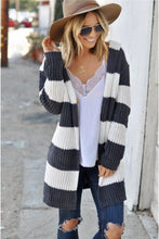 Load image into Gallery viewer, Contrast Stripes Open Front Long Sleeve Cardigan
