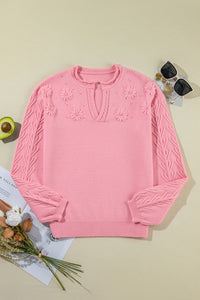 Daisy Notched Long Sleeve Sweater (multiple color options)