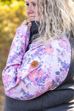 Load image into Gallery viewer, Zoey ZipCowl Top - Charcoal and Fall Floral Leaves
