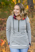 Load image into Gallery viewer, HalfZip Hoodie - Oatmeal Stripes and Buffalo Plaid
