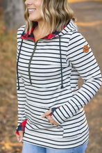 Load image into Gallery viewer, HalfZip Hoodie - Oatmeal Stripes and Buffalo Plaid
