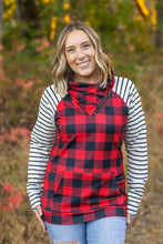 Load image into Gallery viewer, Zoey ZipCowl - Buffalo Plaid and Oatmeal Stripes
