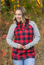 Load image into Gallery viewer, Zoey ZipCowl - Buffalo Plaid and Oatmeal Stripes
