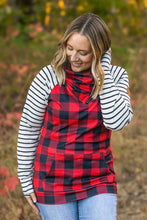 Load image into Gallery viewer, Zoey ZipCowl - Buffalo Plaid and Oatmeal Stripes
