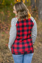 Load image into Gallery viewer, Zoey ZipCowl - Buffalo Plaid and Oatmeal Stripes
