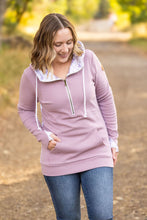 Load image into Gallery viewer, HalfZip Hoodie - Mauve and White Geometric
