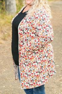 Classic Cardigan - Red Floral