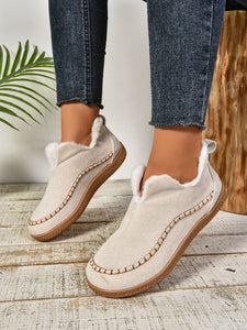 Faux Fur Round Toe Flat Sneakers (multiple color options)