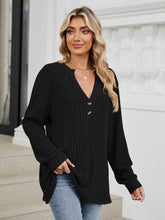 Load image into Gallery viewer, Ribbed Notched Long Sleeve Top (multiple color options)
