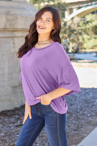 Bamboo Bliss Round Neck Drop Shoulder T-Shirt (multiple color options)