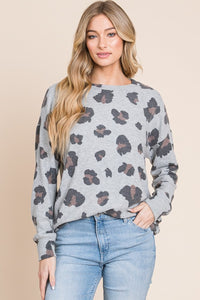 Leopard Drop Shoulder Top