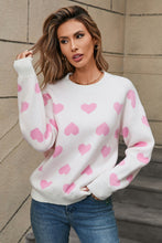 Load image into Gallery viewer, Heart Round Neck Long Sleeve Sweater (multiple color options)
