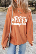 Load image into Gallery viewer, Whatever Spices Your Pumpkin Graphic Round Neck Long Sleeve Oversize Sweatshirt
