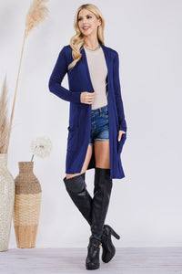 Open Front Cardigan with Pockets in Navy