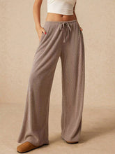 Load image into Gallery viewer, Ribbed Drawstring Wide Leg Pants (multiple color options)
