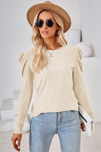 Round Neck Puff Sleeve Top (multiple color options)