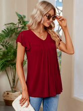 Load image into Gallery viewer, Ruched V-Neck Short Sleeve Top  (multiple color options)
