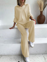 Load image into Gallery viewer, Johnny Collar Long Sleeve Top and Pants Sweater Set (multiple color options)
