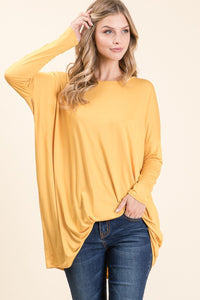 Round Neck Long Sleeve Oversized Top in Yellow