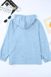 Exposed Seam Zip Up Long Sleeve Drawstring Hoodie (multiple color options)