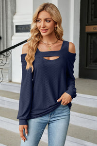 Cold Shoulder Square Neck Cutout Blouse (multiple color options)