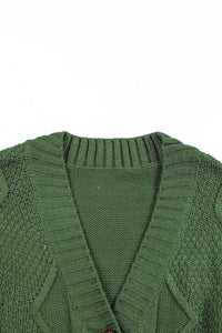 Cable-Knit Button Down V-Neck Cardigan (multiple color options)