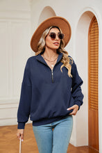 Load image into Gallery viewer, Half-Zip Dropped Shoulder Sweatshirt (multiple color options)
