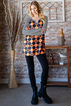 Load image into Gallery viewer, Pumpkin Checkered Contrast Striped Long Sleeve Top
