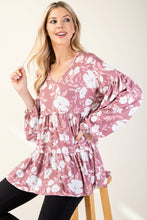 Load image into Gallery viewer, Tiered Floral V-Neck Long Sleeve Blouse
