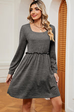 Load image into Gallery viewer, Frill Square Neck Long Sleeve Dress (multiple color options)
