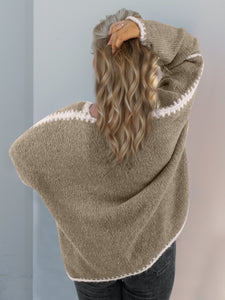 Contrast Open Front Dropped Shoulder Cardigan (multiple color options)