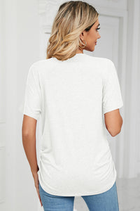 Ruched V-Neck Short Sleeve T-Shirt (multiple color options)