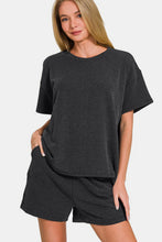 Load image into Gallery viewer, Rib Short Sleeve T-Shirt and Shorts Set
