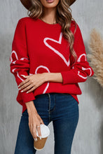 Load image into Gallery viewer, Heart Dropped Shoulder Long Sleeve Sweater (2 color options)
