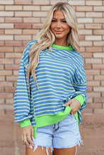 Load image into Gallery viewer, High-Low Striped Long Sleeve Sweatshirt (2 color options)
